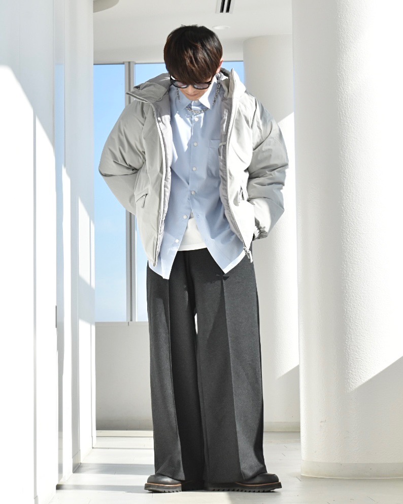 テックストレッチダブルブレストジャケット、ウォッシャブルニットT