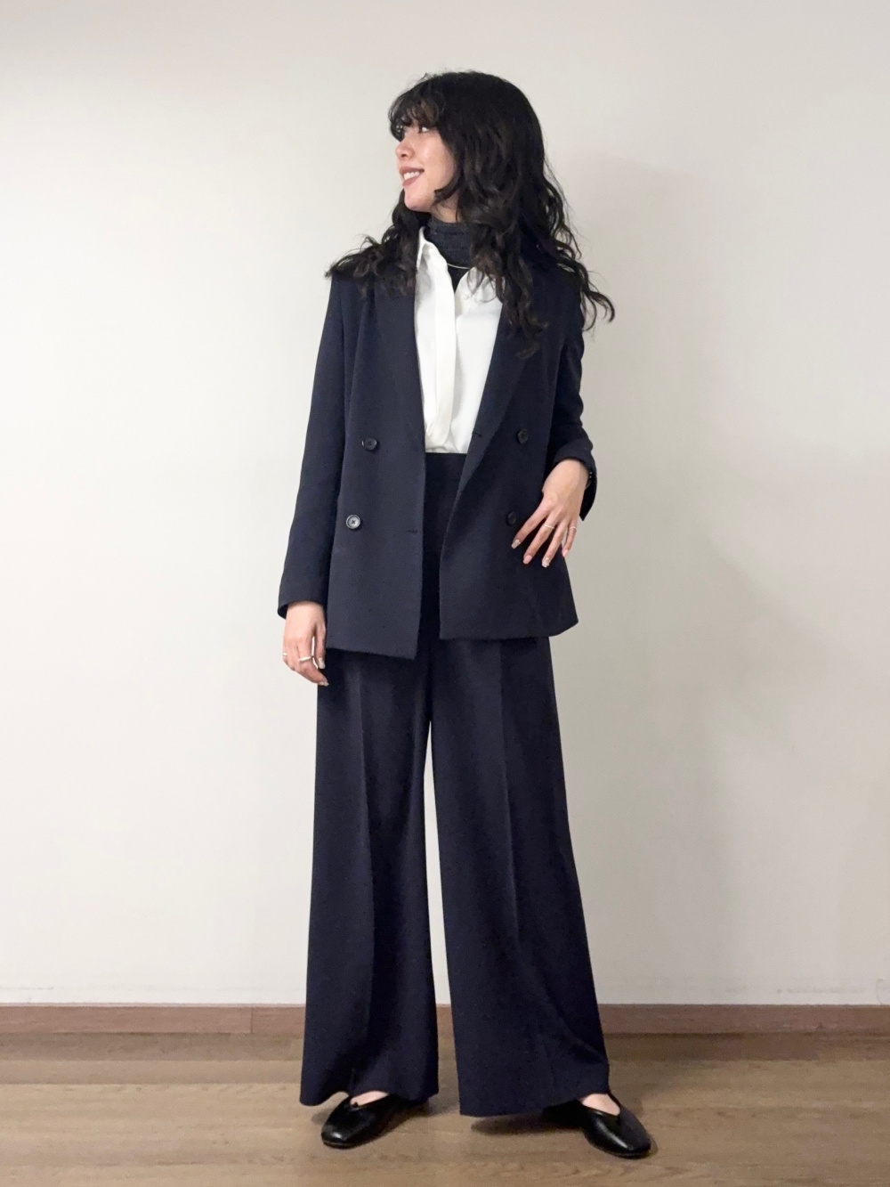 トリアセブレンドダブルジャケット、トリアセブレンドテーパードパンツ