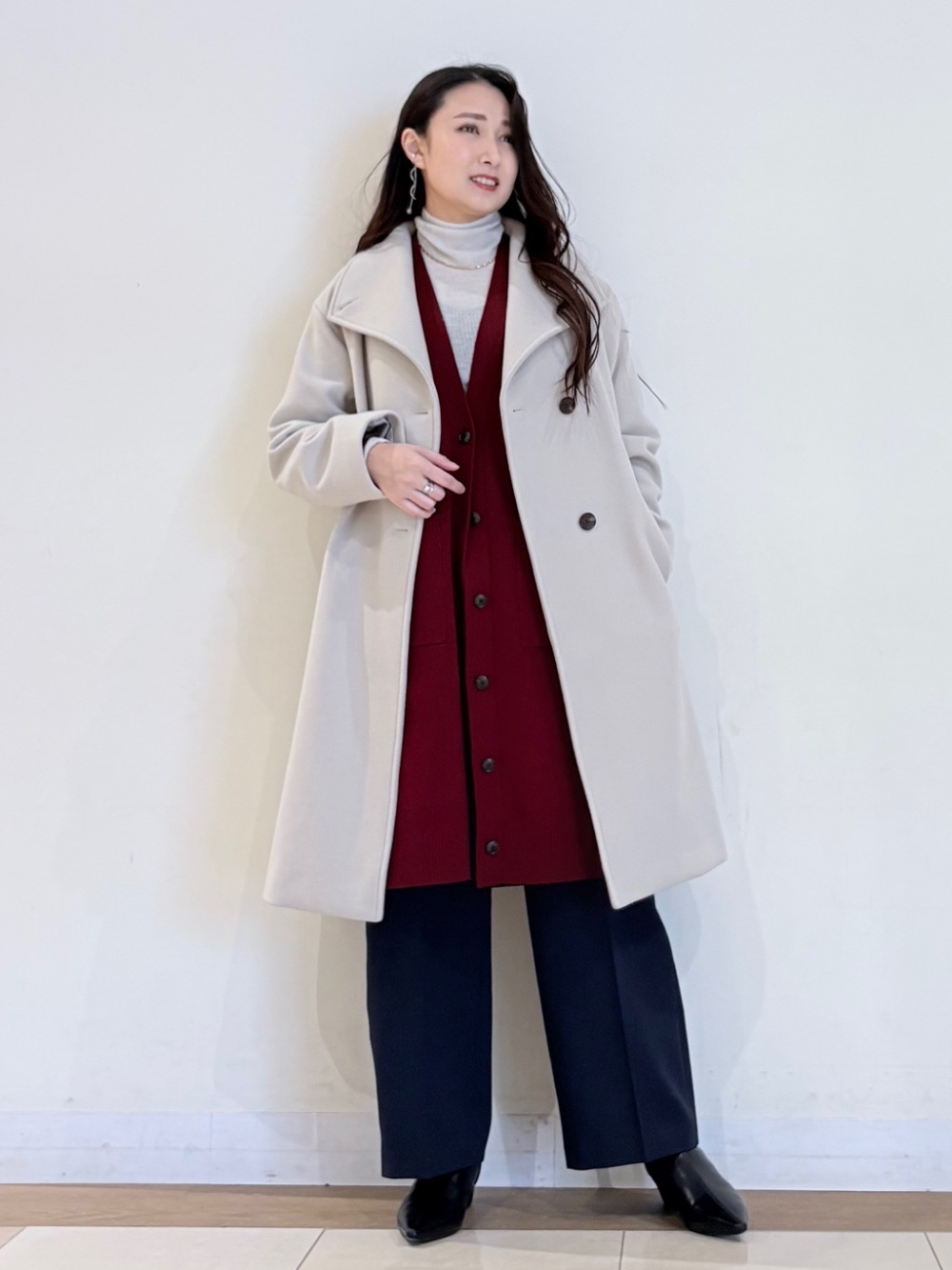 トリアセブレンドカラーレスジャケット、ウールモッサ2WAYスタンド