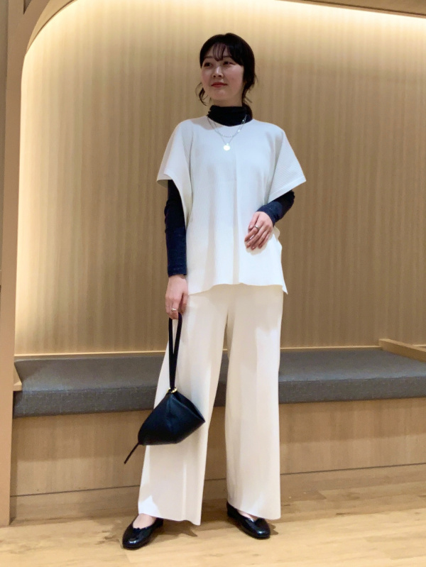 レビュー高評価】レーヨンブレンドワイドパンツ、ダブルクロスプリーツ