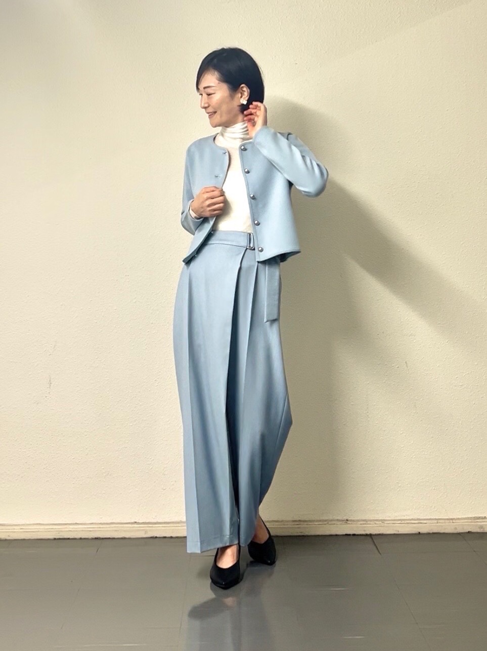 ライトサテンギャザーブラウス、ジョーゼットジャージージャンパー