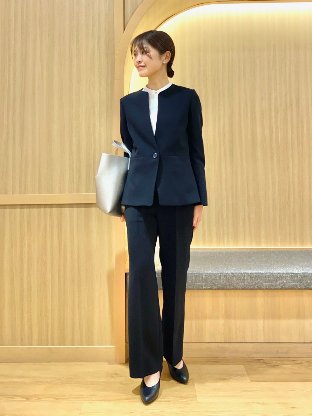 トリアセブレンドペプラムジャケット、トリアセブレンド2タックワイド