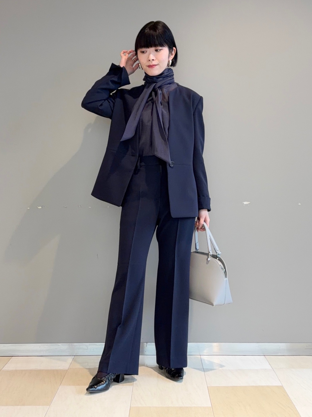 トリアセブレンドカラーレスジャケット、トリアセブレンドテーパード