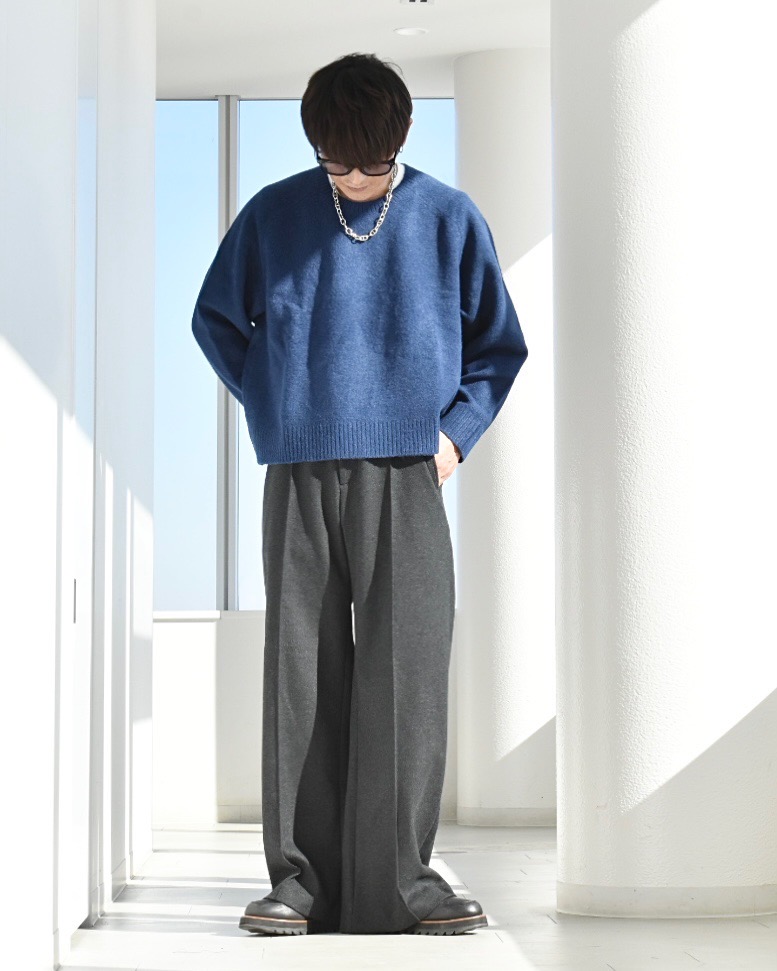 ワイドパンツ（リネンブレンド）、ウォッシャブルニットTシャツ」の