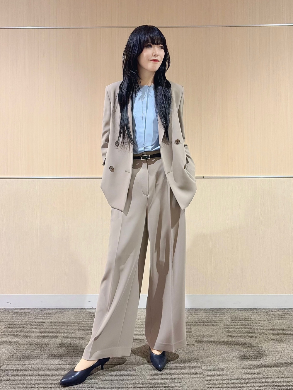 トリアセブレンドダブルジャケット、トリアセブレンドテーパードパンツ