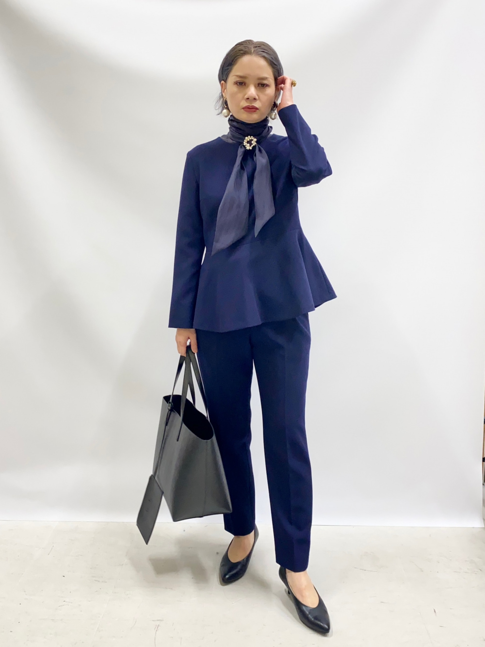 ✨美品✨ 洗える プラステ スーツ パンツ セットアップ 青 紺 トリアセブレンドカラーレスジャケット、トリアセブレンドストレート
