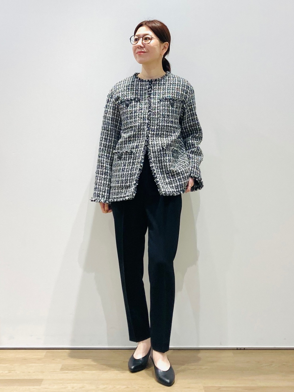 トリアセブレンドダブルジャケット、トリアセブレンドテーパードパンツ