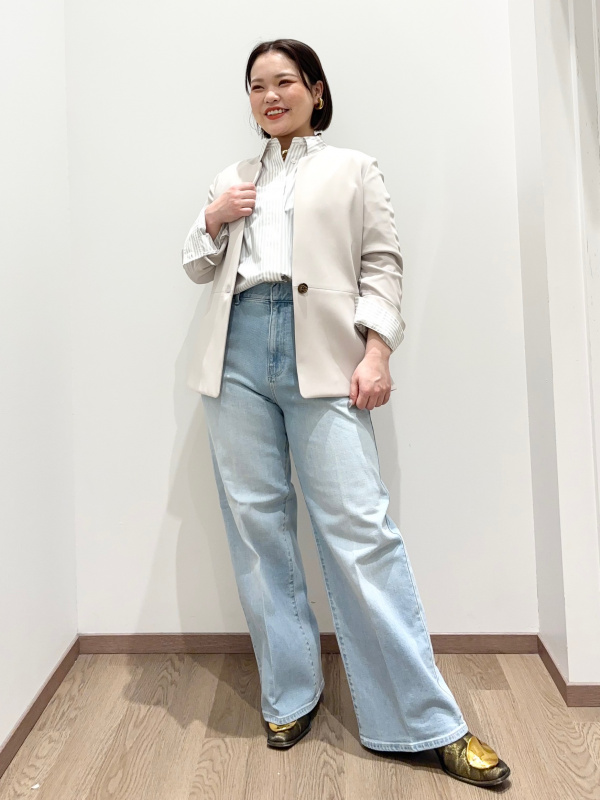 トリアセブレンドペプラムジャケット、トリアセブレンド2タックワイド