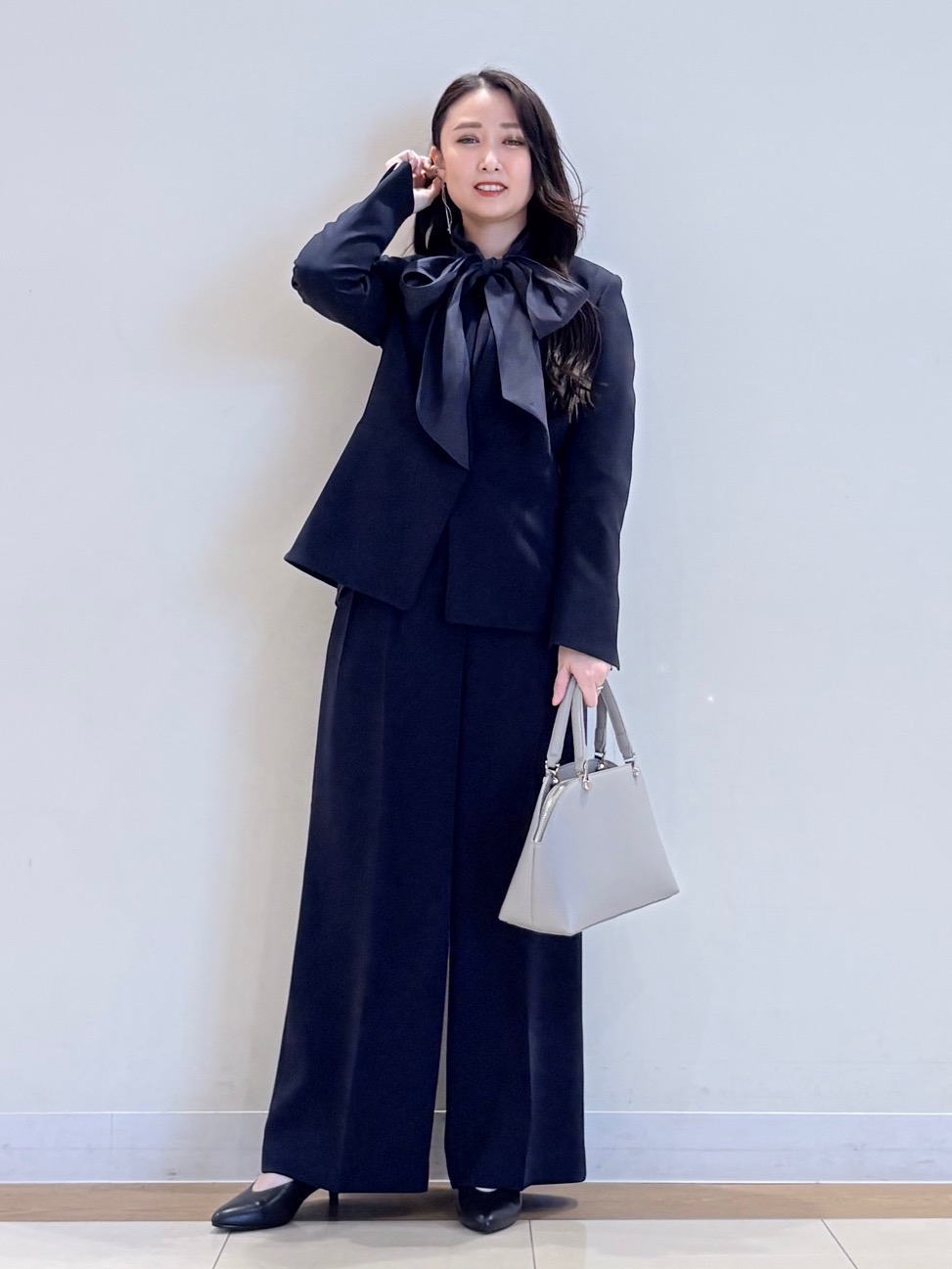 トリアセブレンドペプラムジャケット、トリアセブレンド2タックワイド