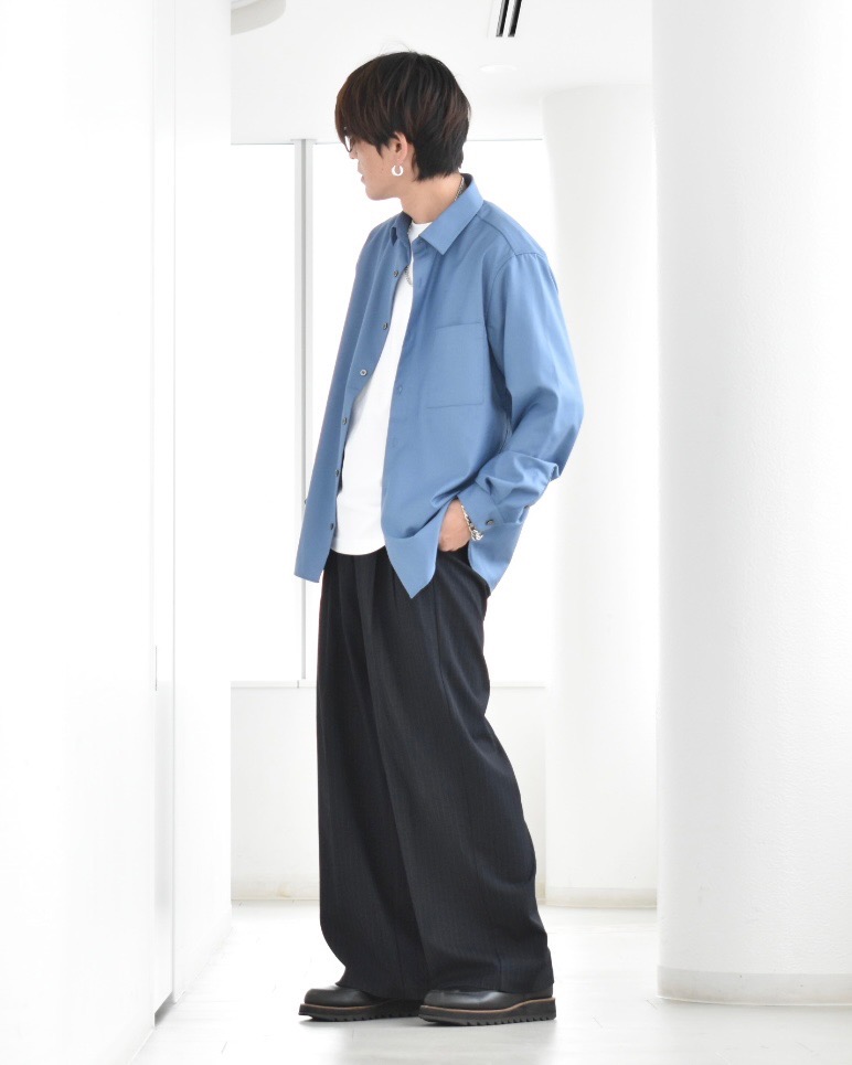 レビュー高評価】レーヨンブレンドレギュラーカラーシャツ」の着用