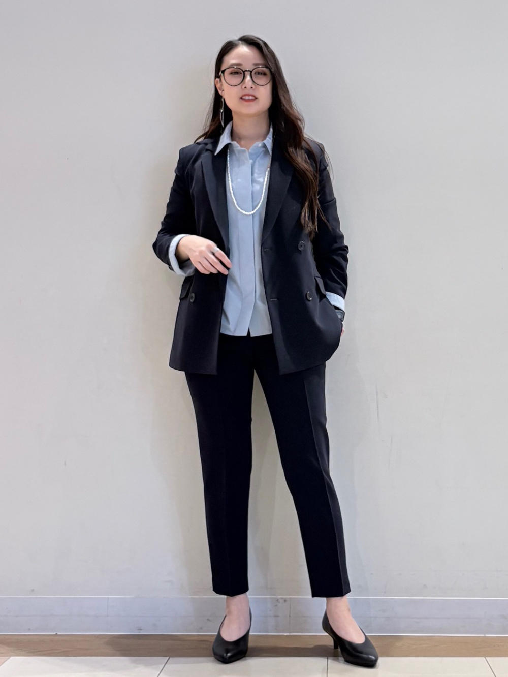 トリアセブレンドダブルジャケット、トリアセブレンドテーパードパンツ