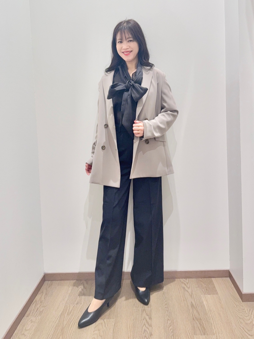 トリアセブレンドダブルジャケット、ワイドパンツ（ウォームリザーブ