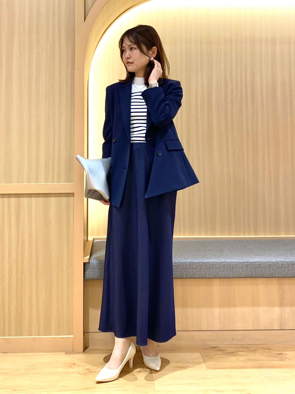 ✨美品✨ 洗える プラステ スーツ パンツ セットアップ 青 紺 トリアセブレンドダブルジャケット、【レビュー高評価】トリアセ