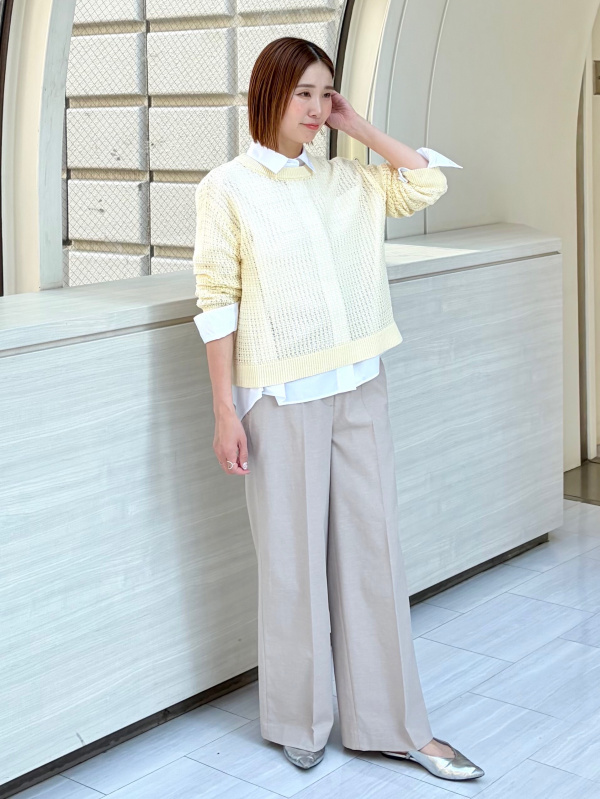 レビュー高評価】レーヨンブレンドワイドパンツ、ダブルクロスプリーツ