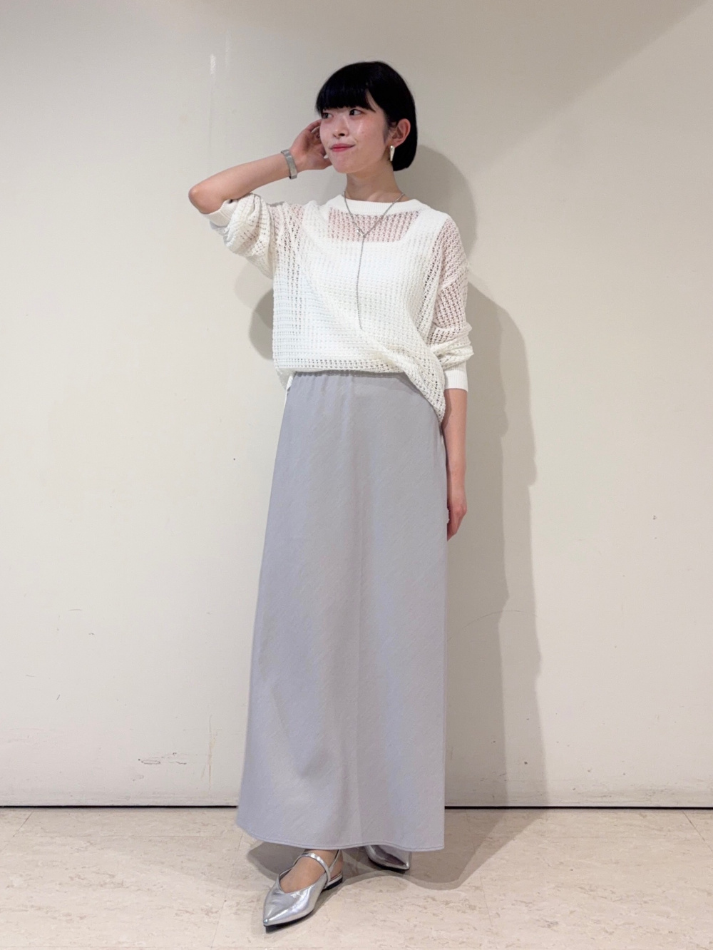 ウォームリザーブカシミヤブレンド2WAYネックT、ワイドパンツ