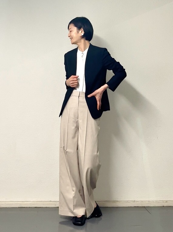 PLST プレミアムオックスノーカラージャケット ストレートパンツ セットアップ プレミアムオックスカラーレスジャケット、【いま売れてます