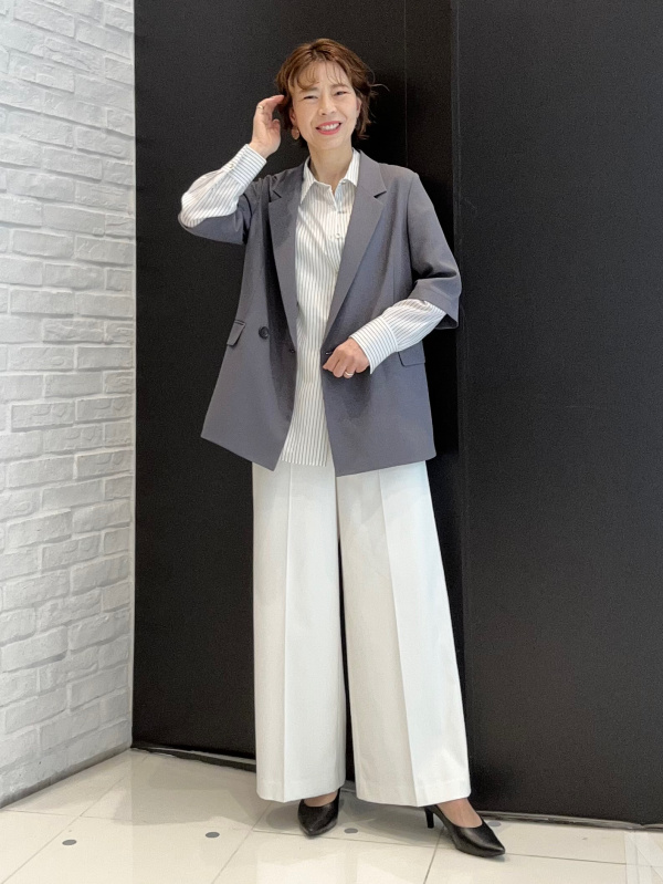 美品✨プラステ リネンブレンドカラーレスジャケット ワイドパンツ