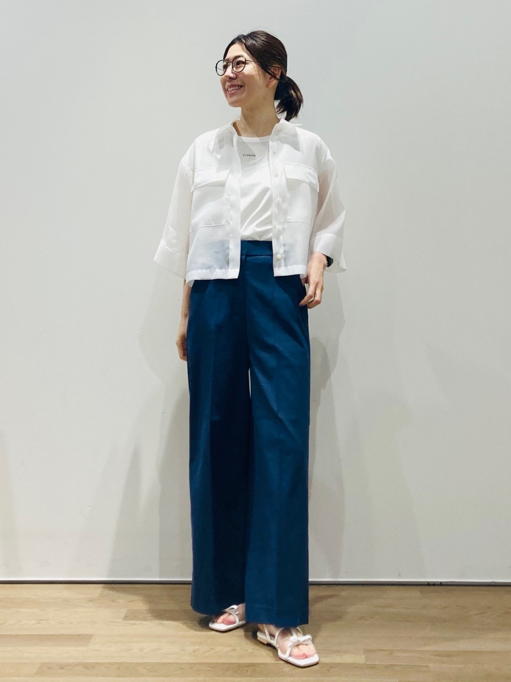 トリアセブレンドカラーレスジャケット、ワイドパンツ（リネンブレンド