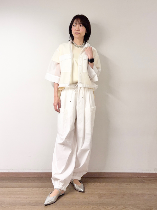 ホールガーメント®ペプラム半袖カーディガン、ジャカードイージー