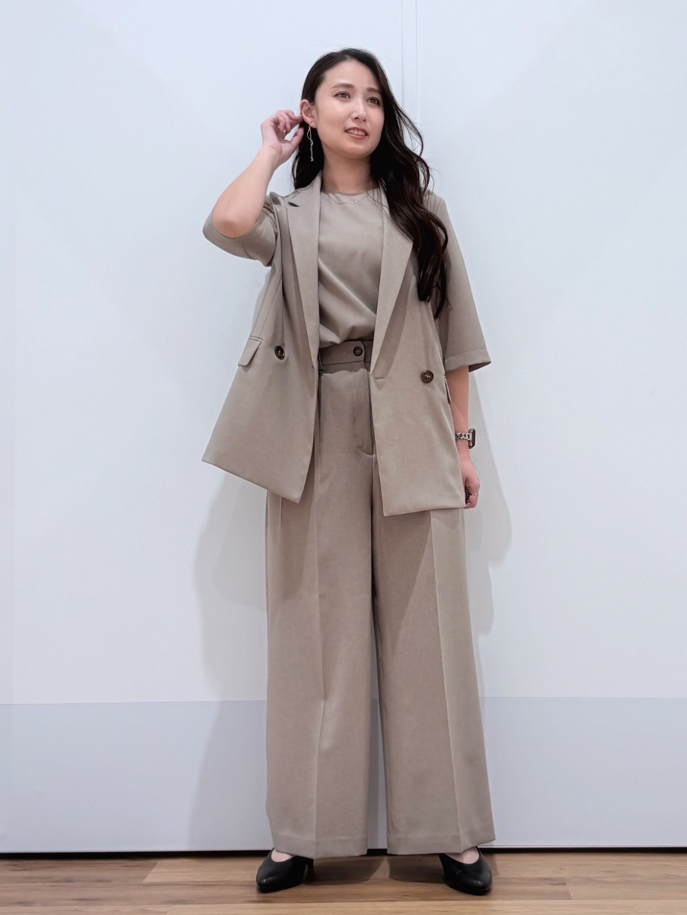 プラステ　プレミアムオックス　ジャケットパンツ　ベージュ　S 木曜日までお得】プレミアムオックスダブルジャケット、【木曜日までお