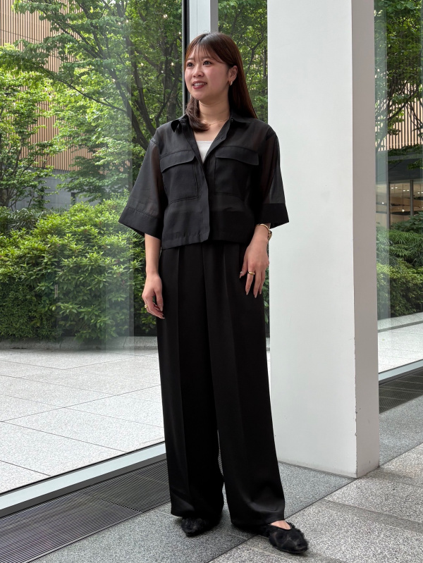 トレンドのシアー】シアーダブルポケットクロップドシャツの 