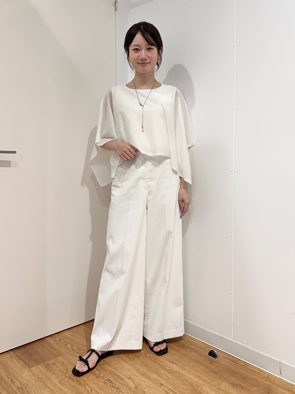 トリアセブレンドカラーレスジャケット、ワイドパンツ（リネンブレンド