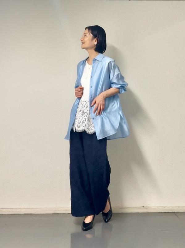 トリアセブレンドダブルジャケット、ワイドパンツ（リネンブレンド）の