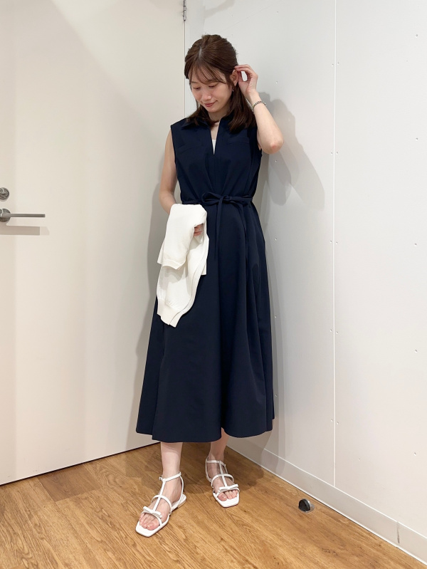サッカーノースリーブワンピース、UVカットレーヨンブレンド2WAYネック