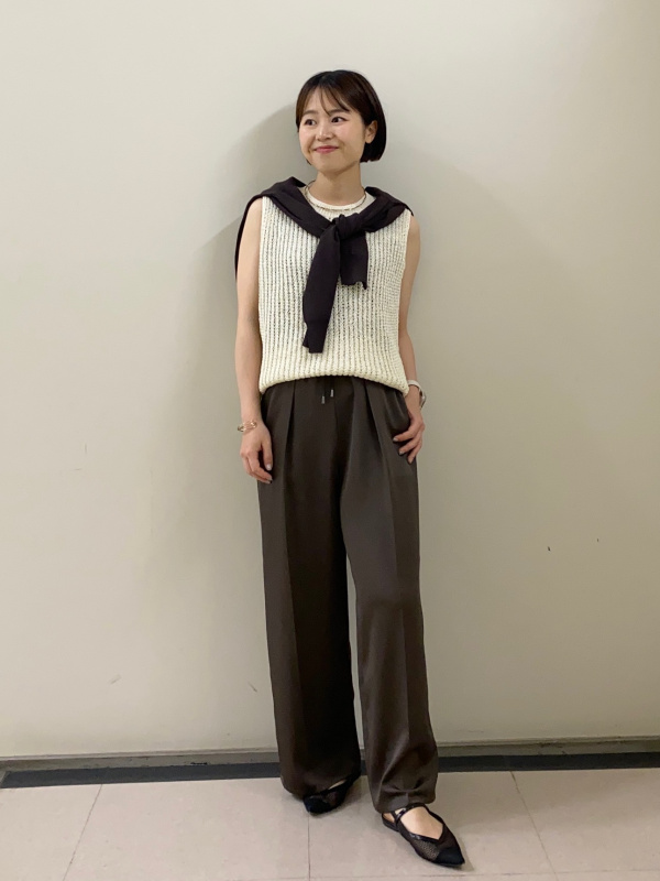 ハイストレッチリネンイージーパラシュートパンツ、ボリュームチェーン
