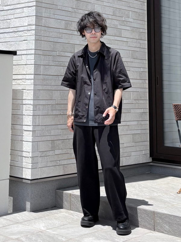 PLST モーションエアー ノーカラージャケット ワイドパンツ セットアップ M モーションエアーノーカラージャケット、ナローロングレザーベルトの