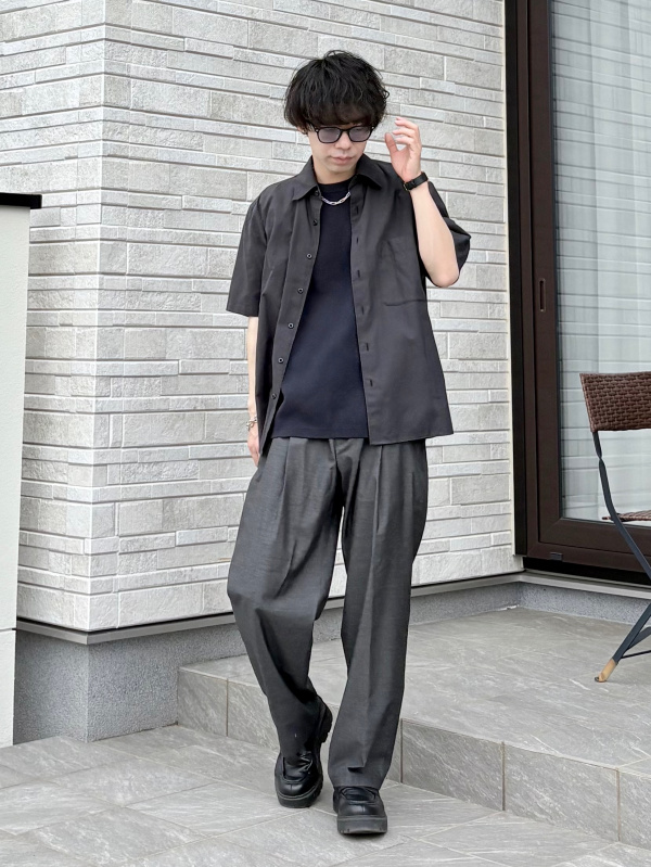 レビュー高評価】レーヨンブレンドワイドパンツ（メンズ）の着用