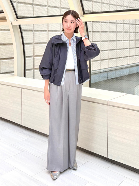 ワイドパンツ（ウォームリザーブ）チェック、フェイクレザー