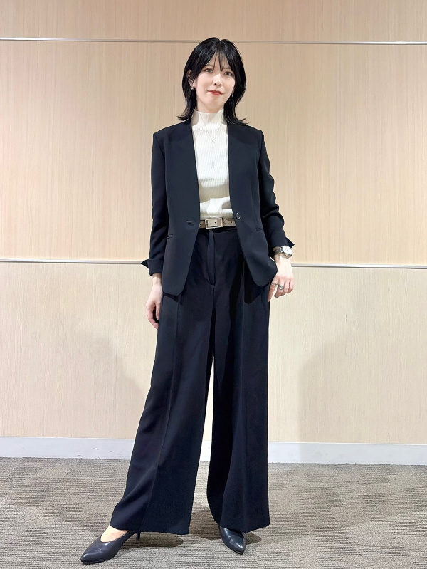 トリアセブレンドペプラムジャケット、トリアセブレンド2タックワイド