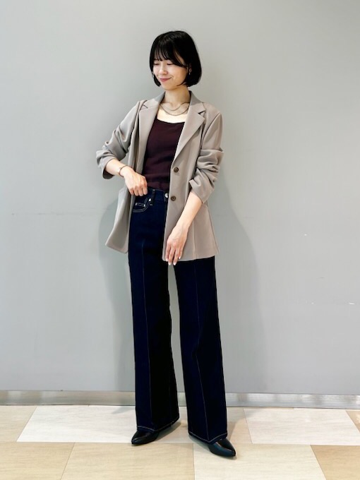 レビュー高評価】トリアセブレンドシングルジャケット、ワイドパンツ