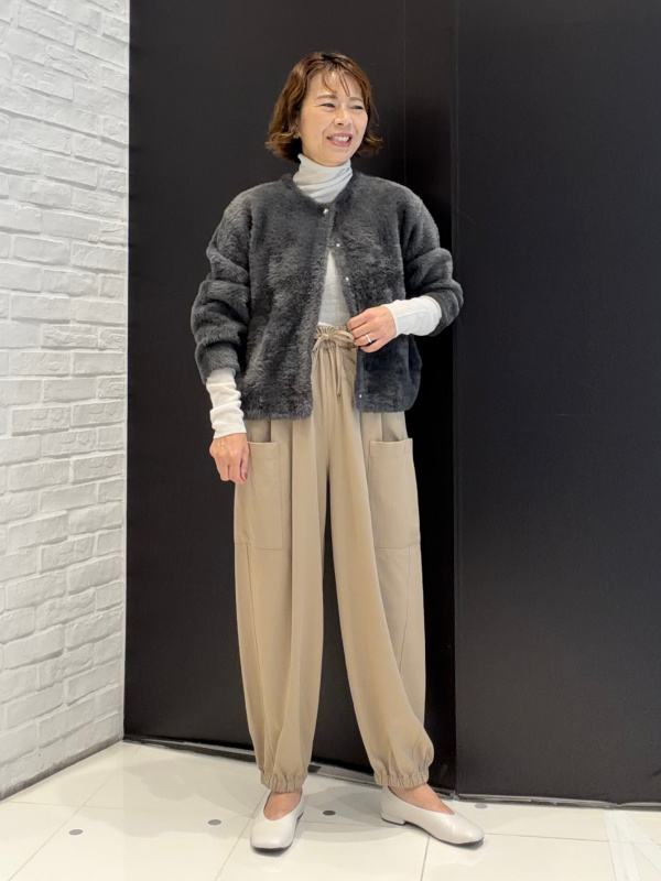 ストレッチツイルベルテッドジレ、ショッパーバッグのコーディネート