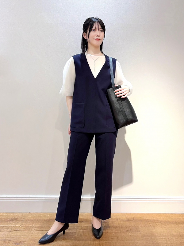 ホールガーメント®ペプラムカーディガン、スティックパンツ（ウォーム
