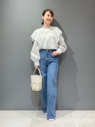 美品☆22AW☆セオリーリュクス コットン ギャザースリーブ ブラウス ホワイト - メルカリ