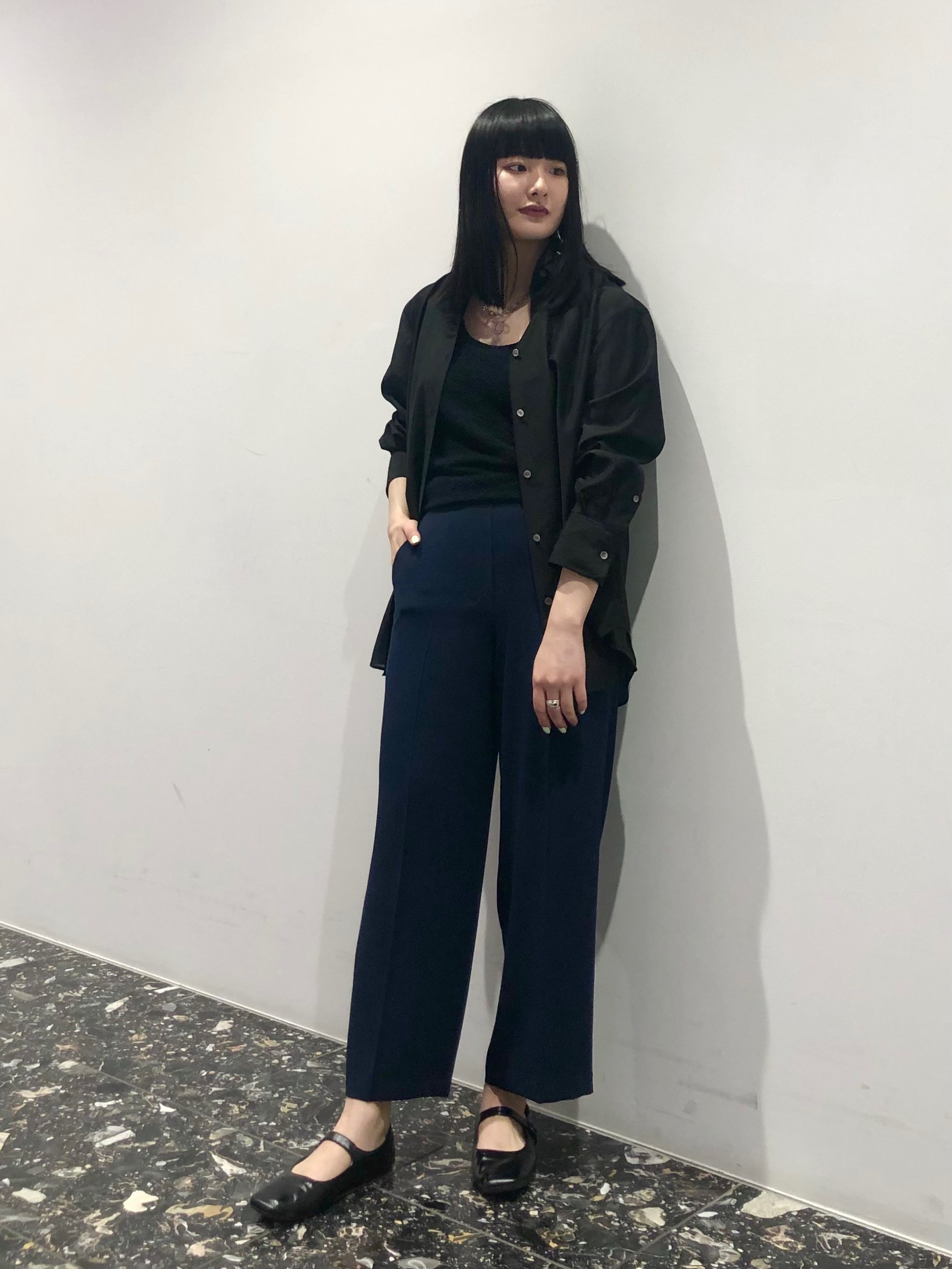 Theory セットアップ ネイビー ストレッチ 光沢 フレア加工 0サイズ ドライストレッチ セットアップ