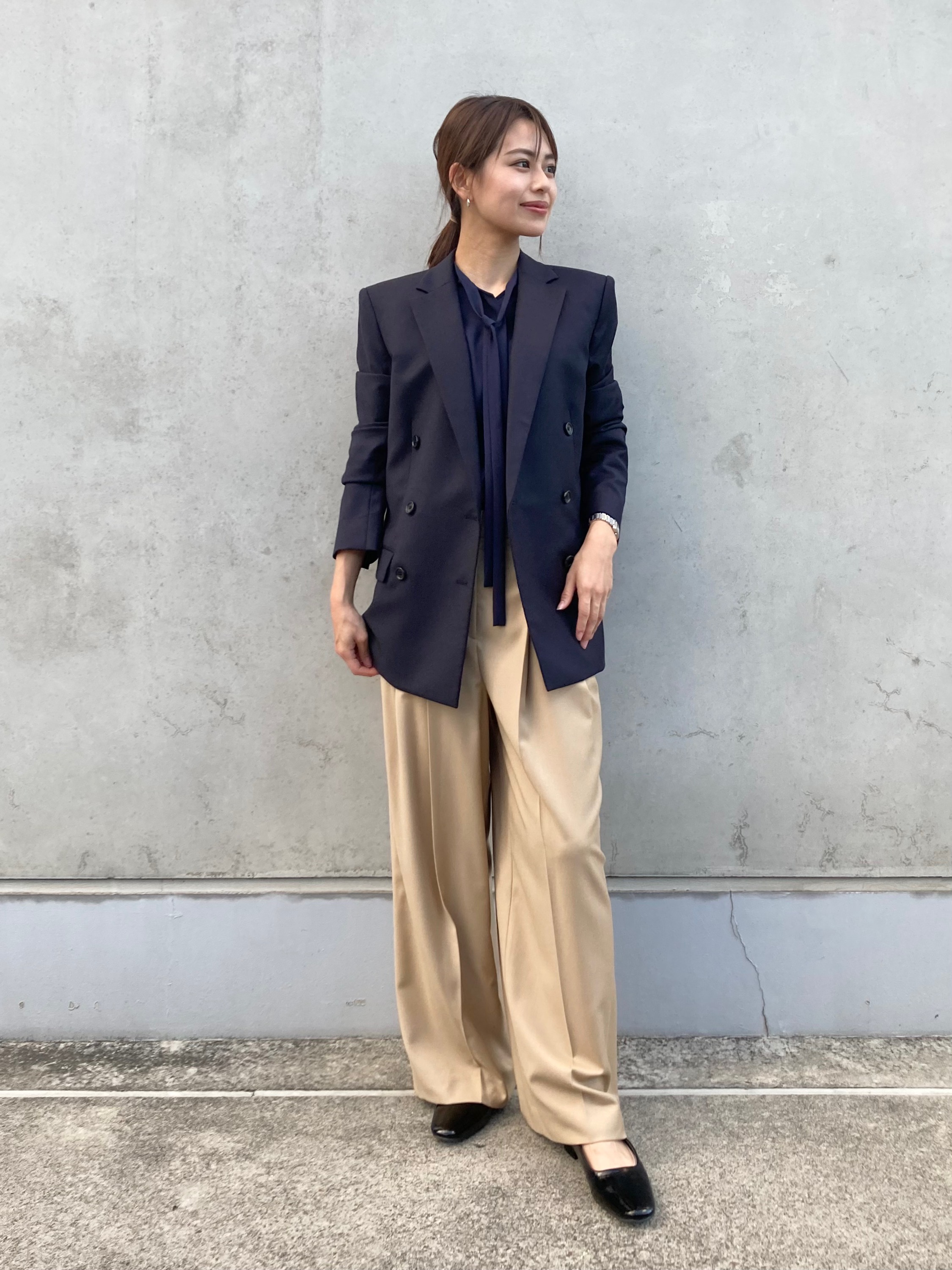theory カシミヤ ダークグレー ストライプ パンツスーツ サイズ0