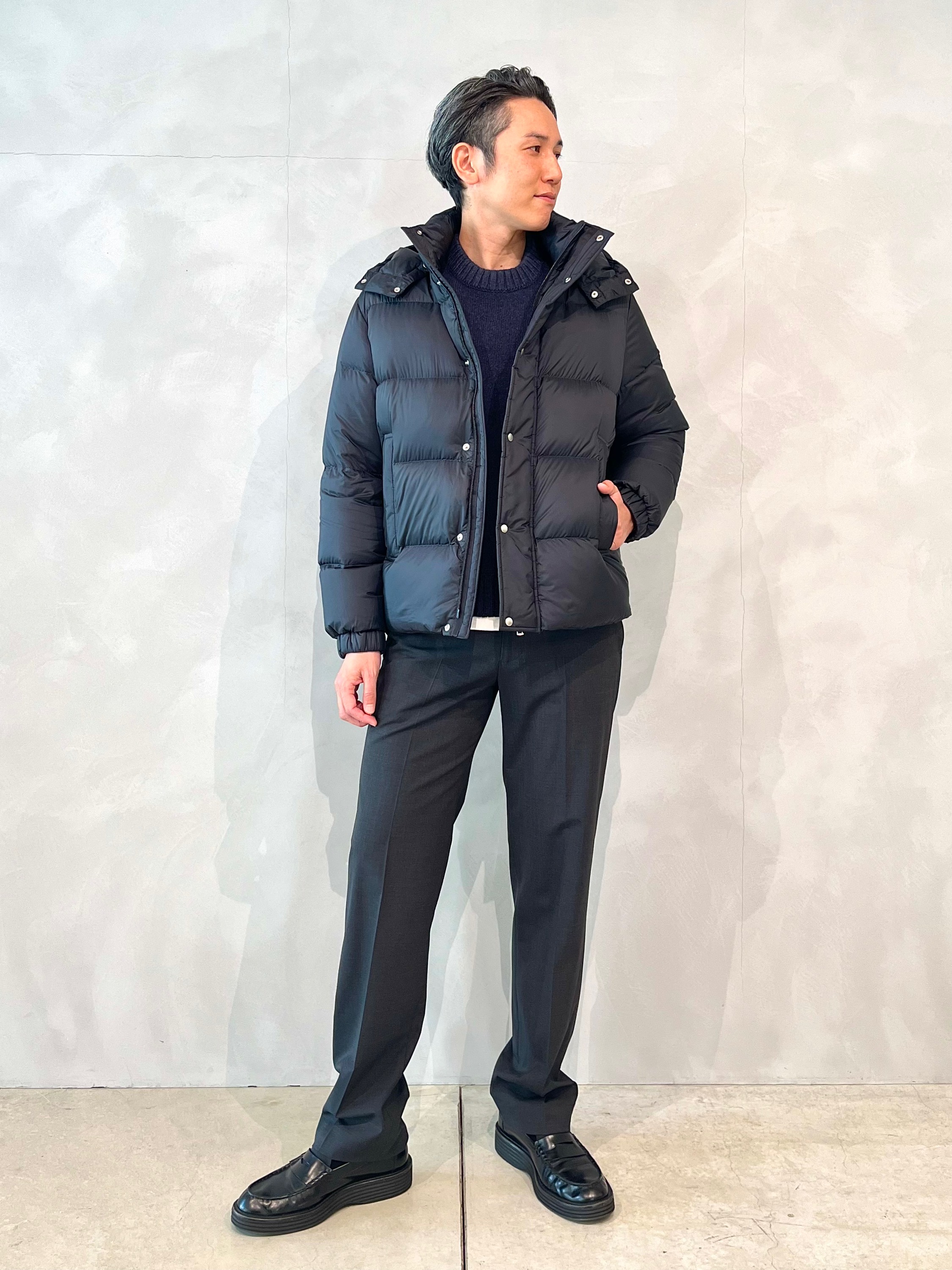 Theory ダウンジャケットMarquez Snap Puffer 中古・古着通販】theory (セオリー) Marquez Snap Puffer ブラック