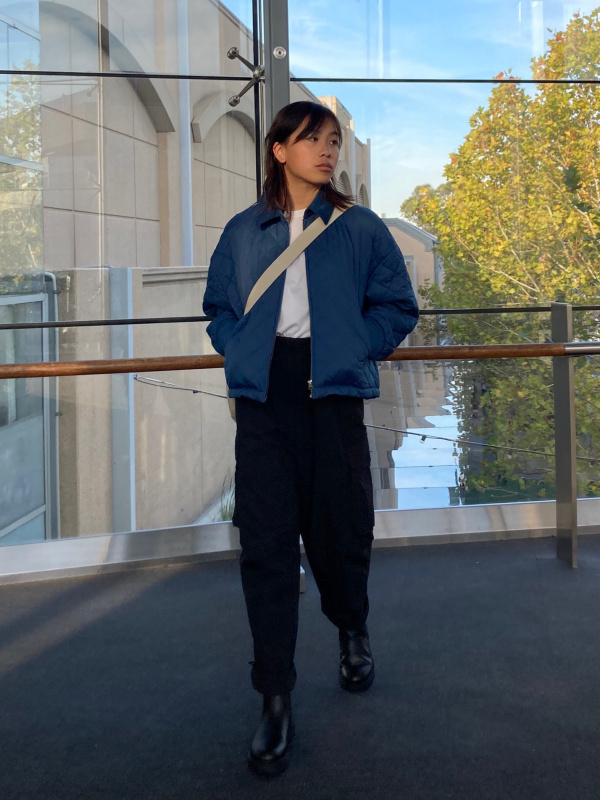 【WONDER WONDER】Hilan Corduroy Collar Cropped Blouson JK Hilan Corduroy Corduroy Collar Cropped Blue-Type Jacket