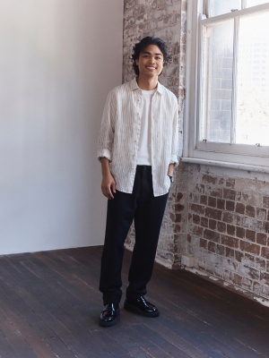 【くぅページ 】 Unisex Linen Blend Relaxed Pants | UNIQLO US