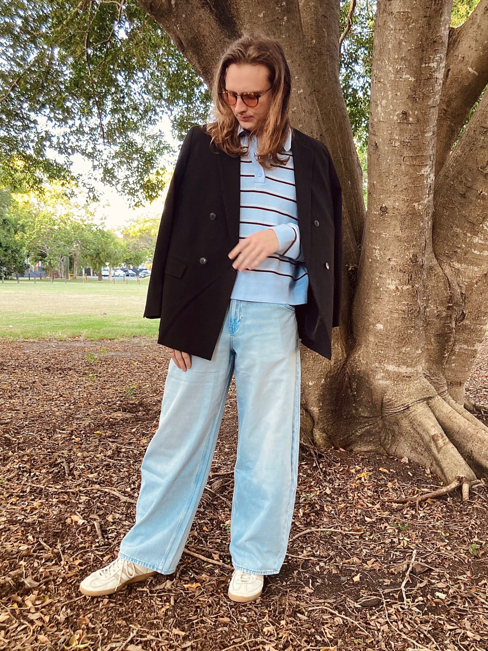 Check styling ideas for「Zip-Up Short Blouson、Barrel Jeans