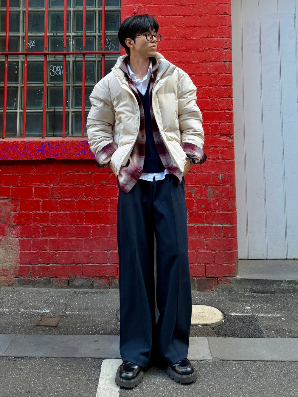 grey dress pants red shirt Ash & Erie Forge Red Plaid Button-Down Shirt for Short Men Forge Red Plaid / S / Standard main image 0