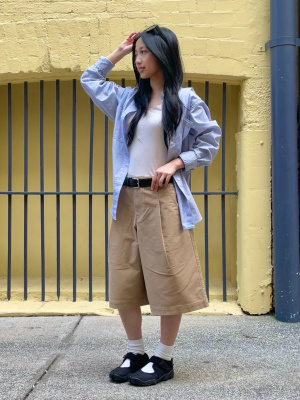 uniqlo dress shorts Blush Pleated High-Waisted Dress Shorts