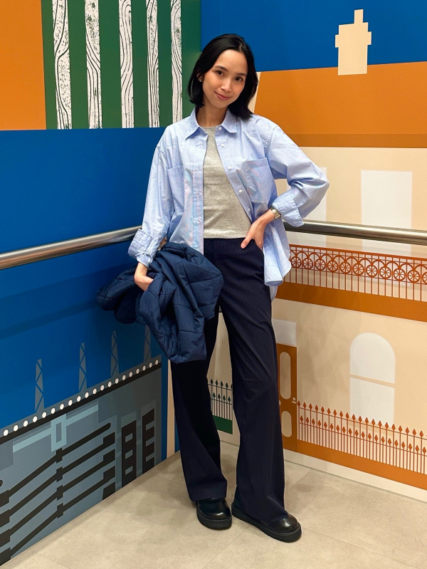 An outfit using Mini T-Shirt and Coated Oversized Blouson | Faux