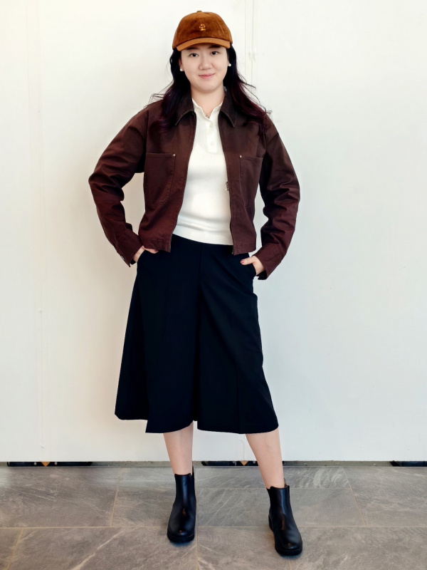 pisページ An outfit using UV Protection Corduroy Cap and Zip-Up Short Jacket