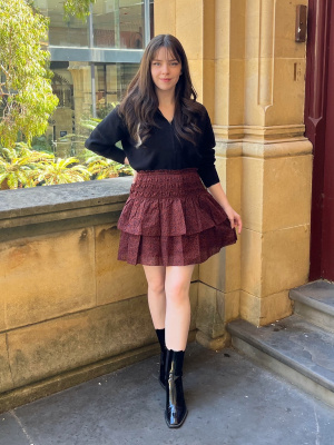 Women's Shirring Volume Frill Mini Skirt | UNIQLO US