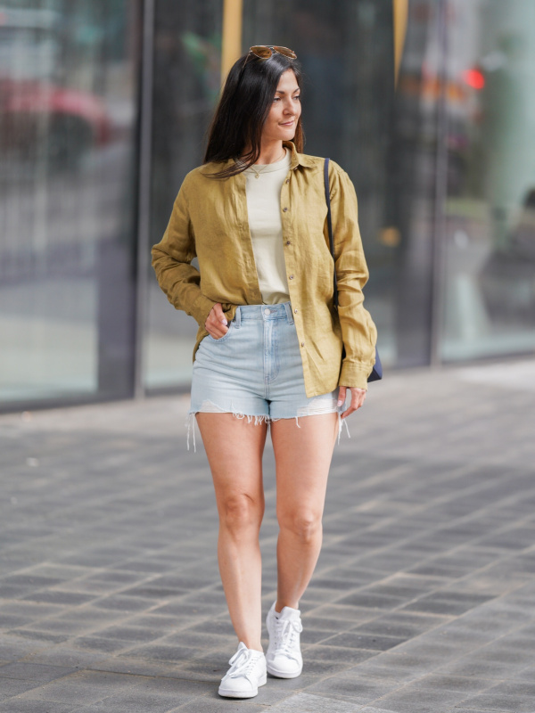 High-waisted denim shorts