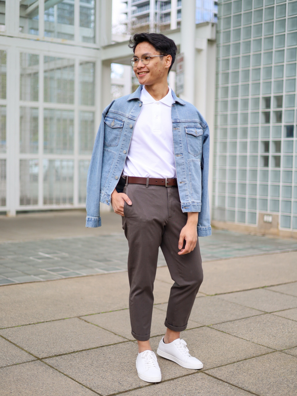 Denim jacket and polo hot sale shirt